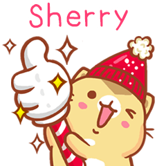 ”Sherry 冬季限定”扭扭貓姓名貼Q