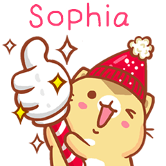 ”Sophia 冬季限定”扭扭貓姓名貼Q