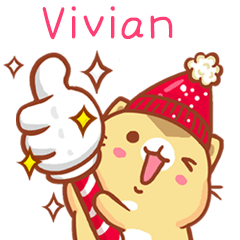 ”Vivian 冬季限定”扭扭貓姓名貼Q