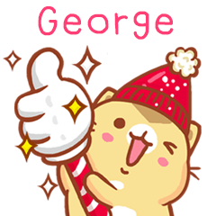 ”George 冬季限定”扭扭貓姓名貼Q