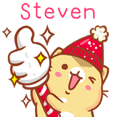 ”Steven 冬季限定”扭扭貓姓名貼Q