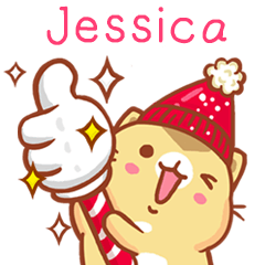 ”Jessica 冬季限定”扭扭貓姓名貼Q