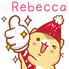 ”Rebecca 冬季限定”扭扭貓姓名貼Q