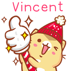 ”Vincent 冬季限定”扭扭貓姓名貼Q