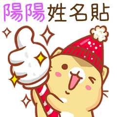 ”陽陽 冬季限定”扭扭貓姓名貼Q