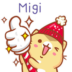 ”Migi 冬季限定 2”扭扭貓姓名貼Q