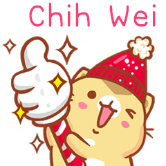 ”Chih Wei 冬季限定”扭扭貓姓名貼Q