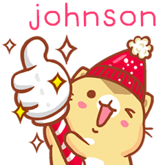 ”johnson 冬季限定”扭扭貓姓名貼Q