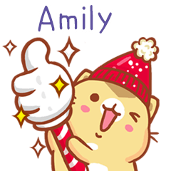 ”Amily 冬季限定”扭扭貓姓名貼Q