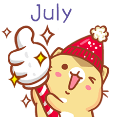 ”July 冬季限定”扭扭貓姓名貼Q