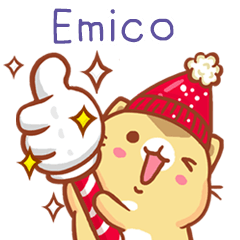”Emico 冬季限定”扭扭貓姓名貼Q
