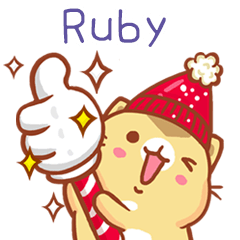 ”Ruby 冬季限定”扭扭貓姓名貼Q