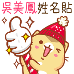 ”吳美鳳 冬季限定”扭扭貓姓名貼Q
