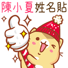 ”陳小夏 冬季限定”扭扭貓姓名貼Q