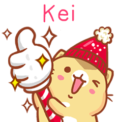 ”Kei 冬季限定”扭扭貓姓名貼Q