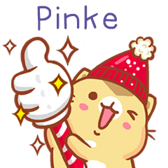 ”Pinke 冬季限定”扭扭貓姓名貼Q