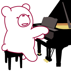 The bear plays the piano. Pianist bear.