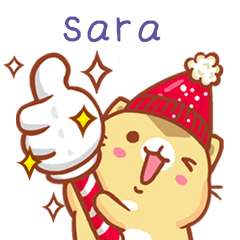 ”sara 冬季限定”扭扭貓姓名貼Q