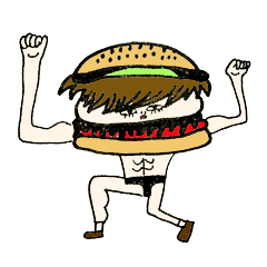 Mr,hamburger and his friends.