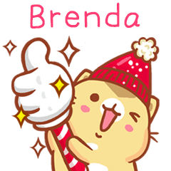 ”Brenda 冬季限定”扭扭貓姓名貼Q