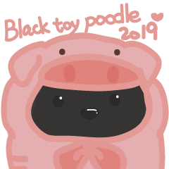 Black toy poodle sticker-dog-puppy