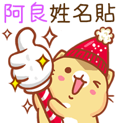 ”阿良 冬季限定”扭扭貓姓名貼Q (補)