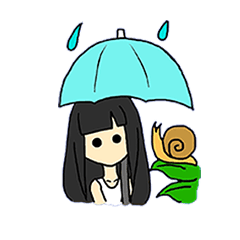 rainy girl and snail Sticker