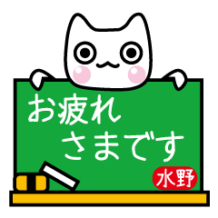 Sticker of white cat for Mizuno