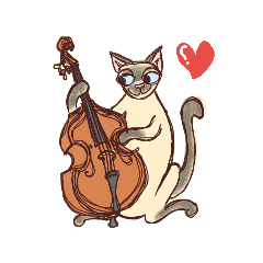 Siamese cat with Double bass