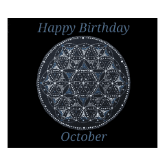 お誕生日 10月 Flower Of Life 黒背景 Line スタンプ Line Store