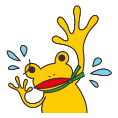 The frog in exaggerated movements.