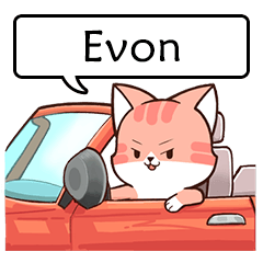 Name sticker of Chacha cat "Evon"