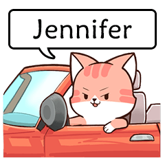 Name sticker of Chacha cat "Jennifer"