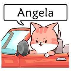 Name sticker of Chacha cat "Angela"