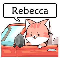 Name sticker of Chacha cat "Rebecca"