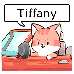 Name sticker of Chacha cat "Tiffany"