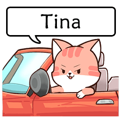 Name sticker of Chacha cat "Tina"