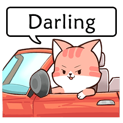 Name sticker of Chacha cat "Darling"