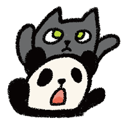 Huggy cat and happy panda