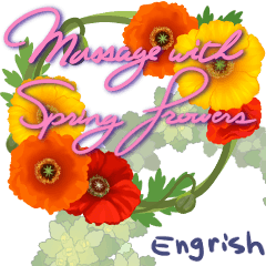Message with Spring flowers-English