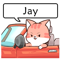 Name sticker of Chacha cat "Jay"
