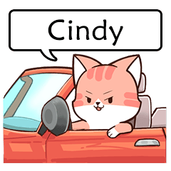 Name sticker of Chacha cat "Cindy"