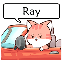 Name sticker of Chacha cat "Ray"
