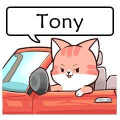 Name sticker of Chacha cat "Tony"