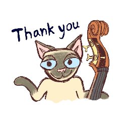 Siamese cat with Double bass v.2