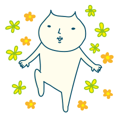 White cats greeting in English.