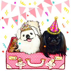 Pekingese Couple Stickers