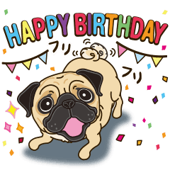 Pug S Birthday Sticker Line Stickers Line Store