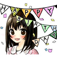 Happy Birthday Edition Cute Girl Line Stickers Line Store