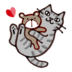 Cat-Silver tabby, POLUKO's greeting